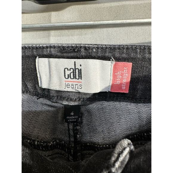 Cabi Jeans Womens 4 Black High Straight Leg Mid Rise Smoulder Stretch Denim - Picture 2 of 8
